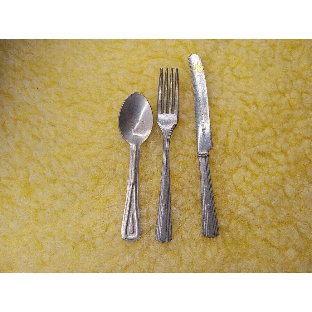 Lot of Childrens Vintage Silverplated Knife,  Fork, and Spoon MADE IN USA